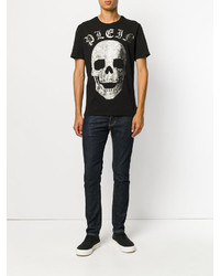 schwarzes T-Shirt mit einem Rundhalsausschnitt von Philipp Plein