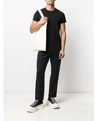 schwarzes T-Shirt mit einem Rundhalsausschnitt von Jil Sander