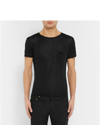 schwarzes T-Shirt mit einem Rundhalsausschnitt von Saint Laurent