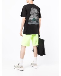 schwarzes T-Shirt mit einem Rundhalsausschnitt von Stussy