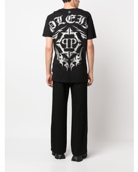 schwarzes T-Shirt mit einem Rundhalsausschnitt von Philipp Plein