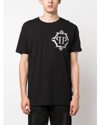 schwarzes T-Shirt mit einem Rundhalsausschnitt von Philipp Plein