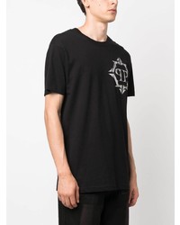 schwarzes T-Shirt mit einem Rundhalsausschnitt von Philipp Plein