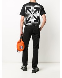 schwarzes T-Shirt mit einem Rundhalsausschnitt von Off-White