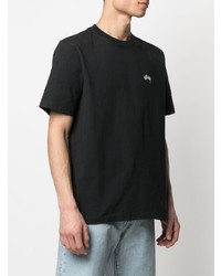 schwarzes T-Shirt mit einem Rundhalsausschnitt von Stussy