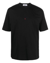 schwarzes T-Shirt mit einem Rundhalsausschnitt von Stone Island