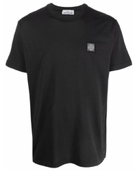 schwarzes T-Shirt mit einem Rundhalsausschnitt von Stone Island