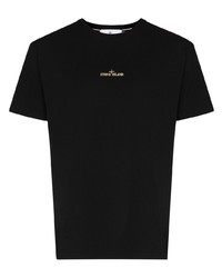 schwarzes T-Shirt mit einem Rundhalsausschnitt von Stone Island