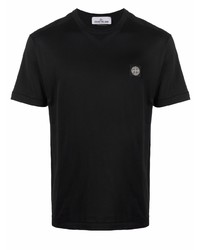 schwarzes T-Shirt mit einem Rundhalsausschnitt von Stone Island