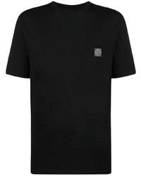 schwarzes T-Shirt mit einem Rundhalsausschnitt von Stone Island