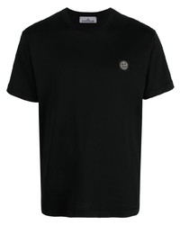 schwarzes T-Shirt mit einem Rundhalsausschnitt von Stone Island