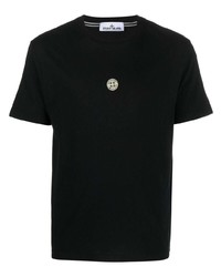 schwarzes T-Shirt mit einem Rundhalsausschnitt von Stone Island