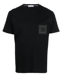 schwarzes T-Shirt mit einem Rundhalsausschnitt von Stone Island