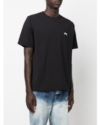 schwarzes T-Shirt mit einem Rundhalsausschnitt von Stussy