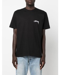 schwarzes T-Shirt mit einem Rundhalsausschnitt von Stussy