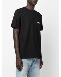 schwarzes T-Shirt mit einem Rundhalsausschnitt von Stussy