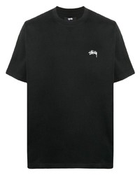 schwarzes T-Shirt mit einem Rundhalsausschnitt von Stussy