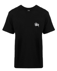 schwarzes T-Shirt mit einem Rundhalsausschnitt von Stussy