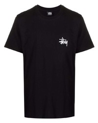 schwarzes T-Shirt mit einem Rundhalsausschnitt von Stussy