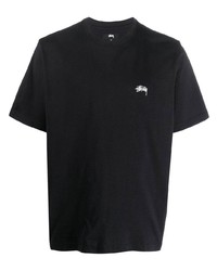 schwarzes T-Shirt mit einem Rundhalsausschnitt von Stussy