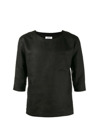 schwarzes T-Shirt mit einem Rundhalsausschnitt von Sulvam