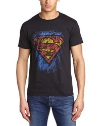schwarzes T-Shirt mit einem Rundhalsausschnitt von Superman