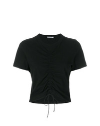 schwarzes T-Shirt mit einem Rundhalsausschnitt von T by Alexander Wang