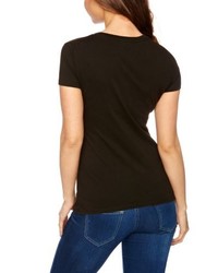 schwarzes T-Shirt mit einem Rundhalsausschnitt