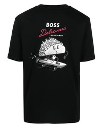 schwarzes T-Shirt mit einem Rundhalsausschnitt von BOSS