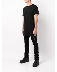 schwarzes T-Shirt mit einem Rundhalsausschnitt von Boris Bidjan Saberi