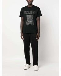 schwarzes T-Shirt mit einem Rundhalsausschnitt von Moschino