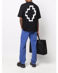 schwarzes T-Shirt mit einem Rundhalsausschnitt von Marcelo Burlon County of Milan