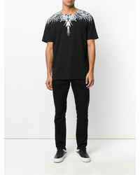 schwarzes T-Shirt mit einem Rundhalsausschnitt von Marcelo Burlon County of Milan