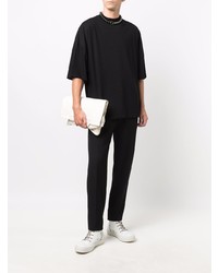 schwarzes T-Shirt mit einem Rundhalsausschnitt von Jil Sander