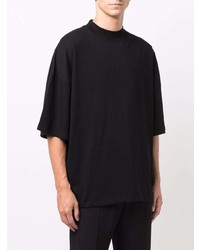 schwarzes T-Shirt mit einem Rundhalsausschnitt von Jil Sander