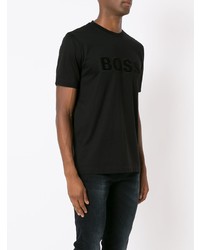 schwarzes T-Shirt mit einem Rundhalsausschnitt von BOSS