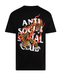 schwarzes T-Shirt mit einem Rundhalsausschnitt von Anti Social Social Club