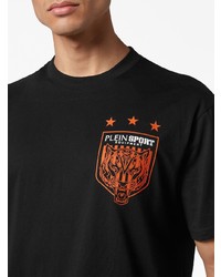 schwarzes T-Shirt mit einem Rundhalsausschnitt von Plein Sport