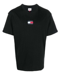 schwarzes T-Shirt mit einem Rundhalsausschnitt von Tommy Jeans