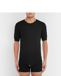 schwarzes T-Shirt mit einem Rundhalsausschnitt von Schiesser