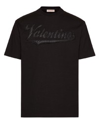 schwarzes T-Shirt mit einem Rundhalsausschnitt von Valentino