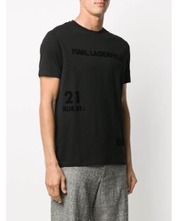 schwarzes T-Shirt mit einem Rundhalsausschnitt von Karl Lagerfeld