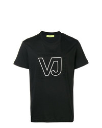 schwarzes T-Shirt mit einem Rundhalsausschnitt von Versace Jeans