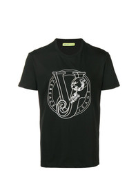 schwarzes T-Shirt mit einem Rundhalsausschnitt von Versace Jeans