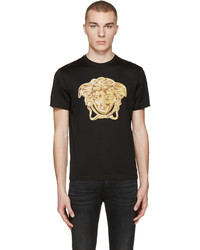 schwarzes T-Shirt mit einem Rundhalsausschnitt von Versace