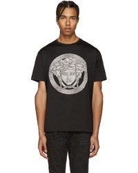 schwarzes T-Shirt mit einem Rundhalsausschnitt von Versace