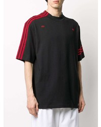 schwarzes T-Shirt mit einem Rundhalsausschnitt von adidas by 424