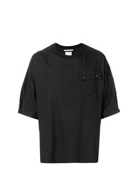 schwarzes T-Shirt mit einem Rundhalsausschnitt von White Mountaineering