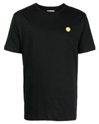 schwarzes T-Shirt mit einem Rundhalsausschnitt von Wood Wood