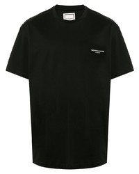 schwarzes T-Shirt mit einem Rundhalsausschnitt von Wooyoungmi